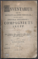 Thumbnail - Inventarium uppå den proviant- och andre persedlar, Swenska ost-indiska compagniets skepp Finland